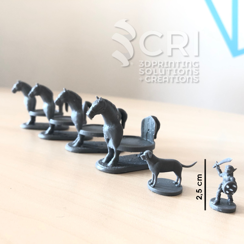 Stampa 3d personalizzata: Stampa DLP di miniature in resina ABS grigio. Il nostro Centro Stampa 3D opera nel settore della modellistica, realizzando per voi miniature, pedine di giochi e componenti di modellini e plastici.