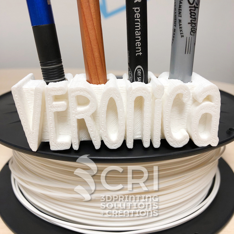 Stampa 3d personalizzata: Portapenne personalizzato con nome, stampato in 3D in PLA bianco... Un'idea regalo originale e su misura!