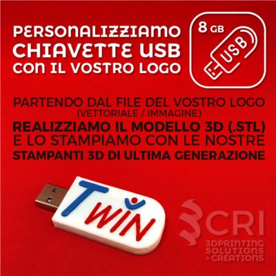 Chiavetta USB personalizzabile con Logo in stampa 3d